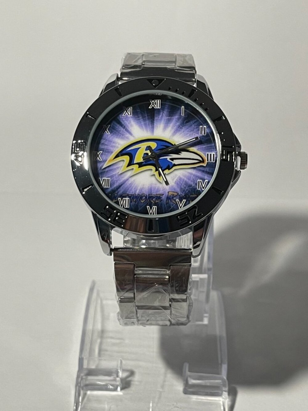 Baltimore Ravens NFL Team Logo Men's Stainless-Steel Silver Watch NEW